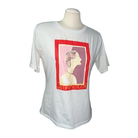 Shein Romantic Graphic White Short-Sleeve T-Shirt For Women - Size XL - Picture 1 of 8